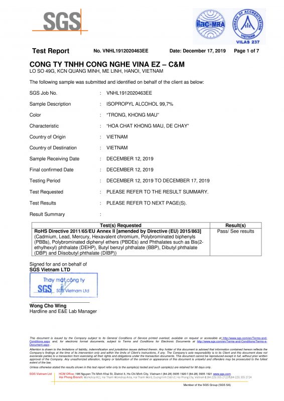 Công ty TNHH CÔNG NGHỆ VINA EZ-C&M